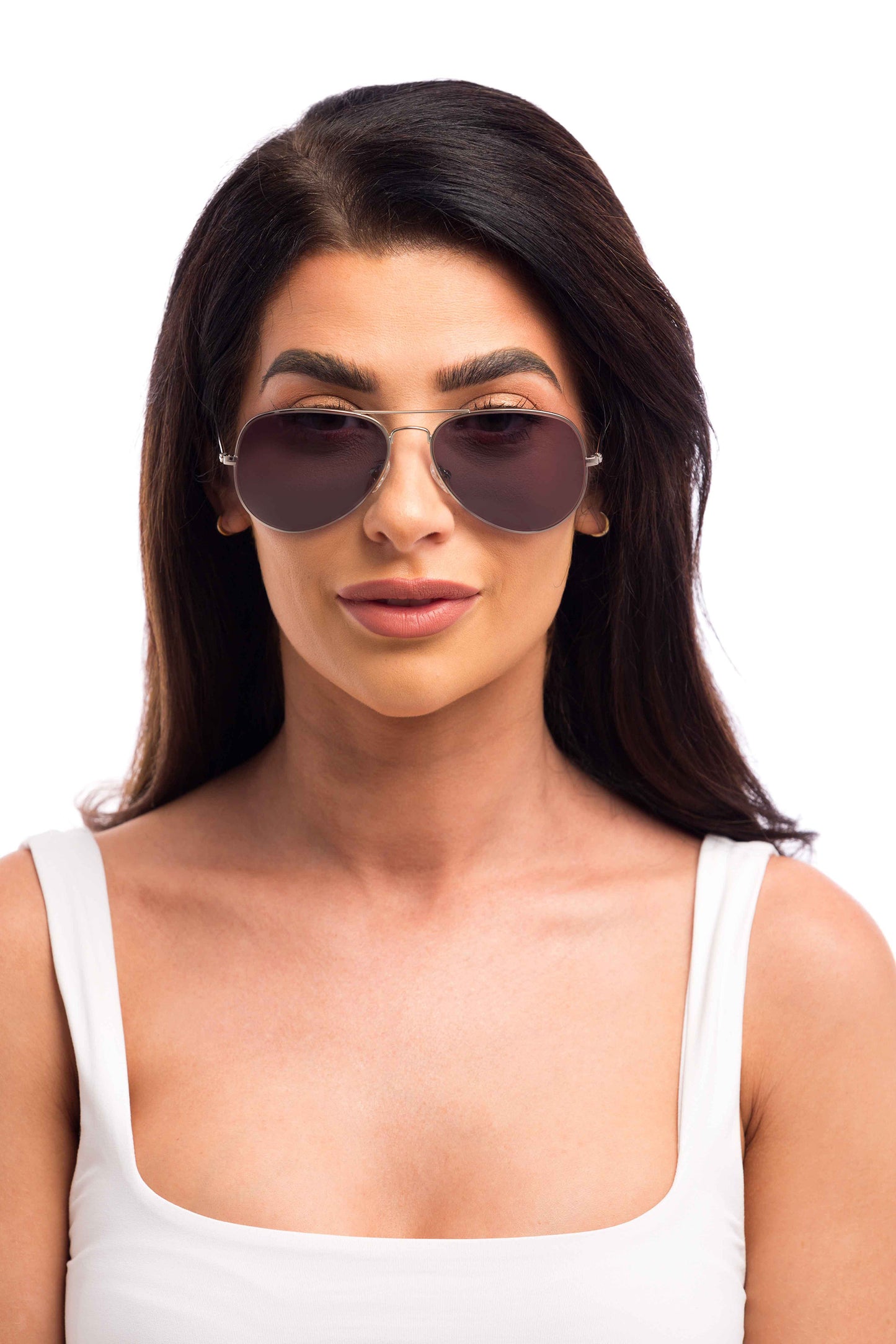 Woman Wearing Maverick Sunglasses (Grey)
