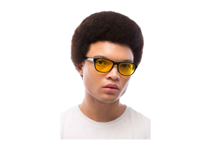 Man Wearing Morris Light Sensitivity Glasses Readers