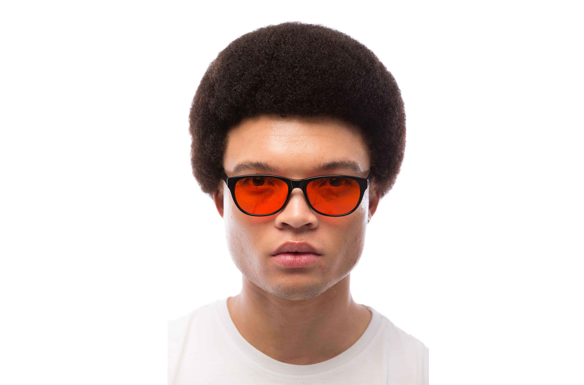Man Wearing Morris Blue Light Blocking Glasses Readers