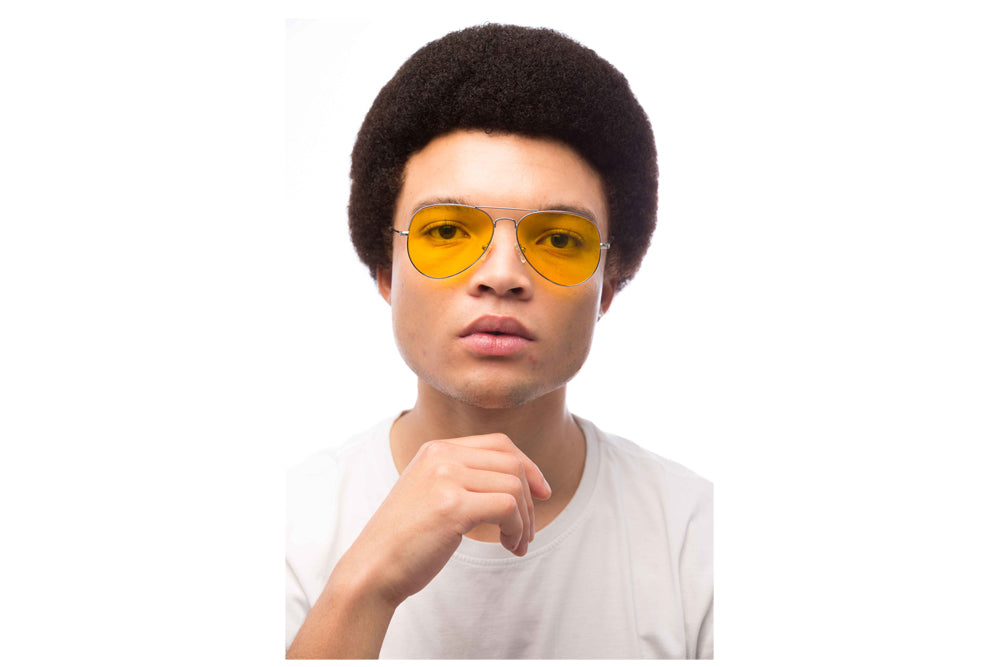 Man Wearing Maverick Light Sensitivity Glasses