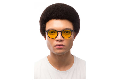 Man Wearing Clarke Light Sensitivity Glasses