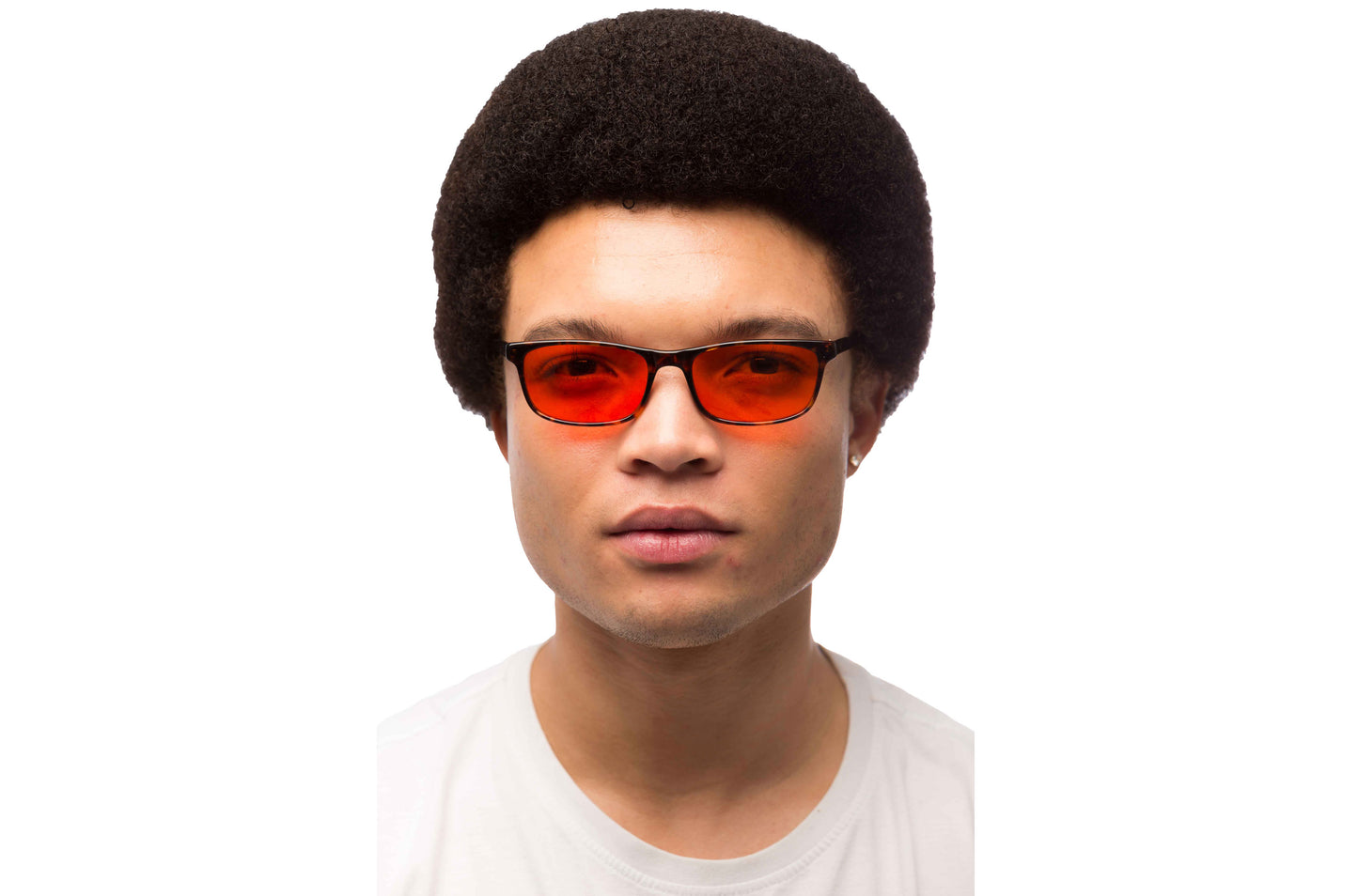 Man Wearing Tortoise Shell Blue Light Blocking Glasses