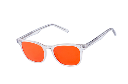 Crystal Blue Light Blocking Glasses Readers Angled View
