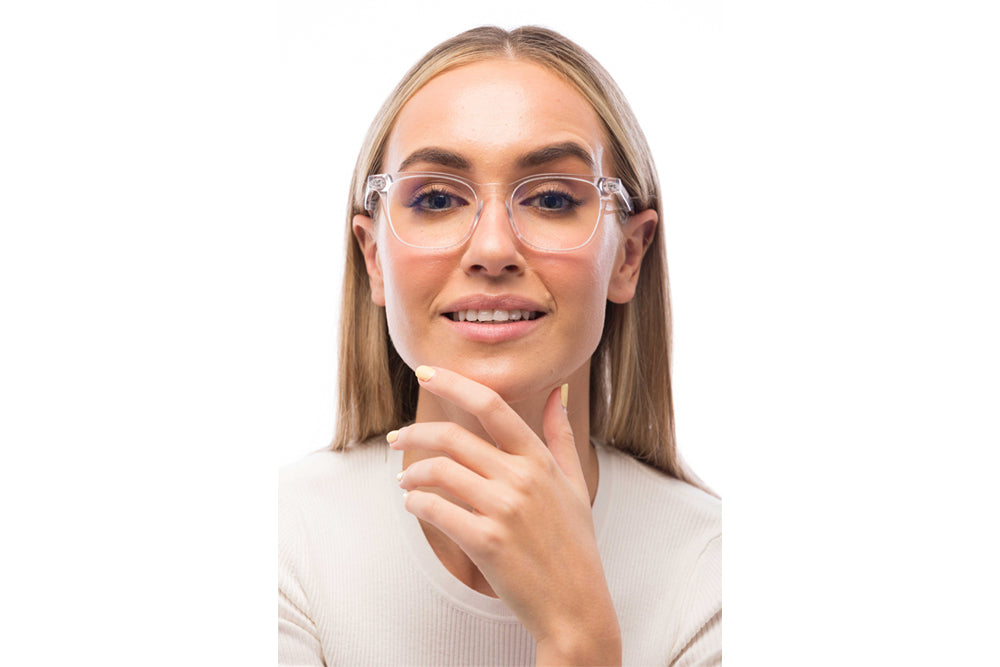Man Wearing Crystal Computer Glasses
