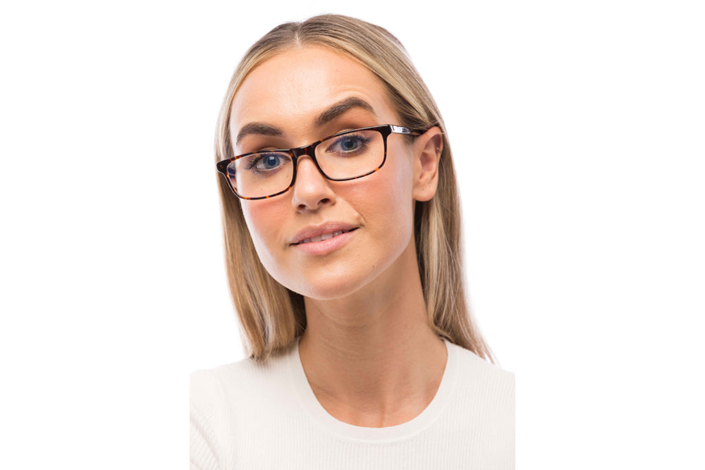 Woman Wearing Tortoise Shell Computer Glasses Prescription