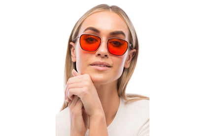 Woman Wearing Zane Blue Light Blocking Glasses
