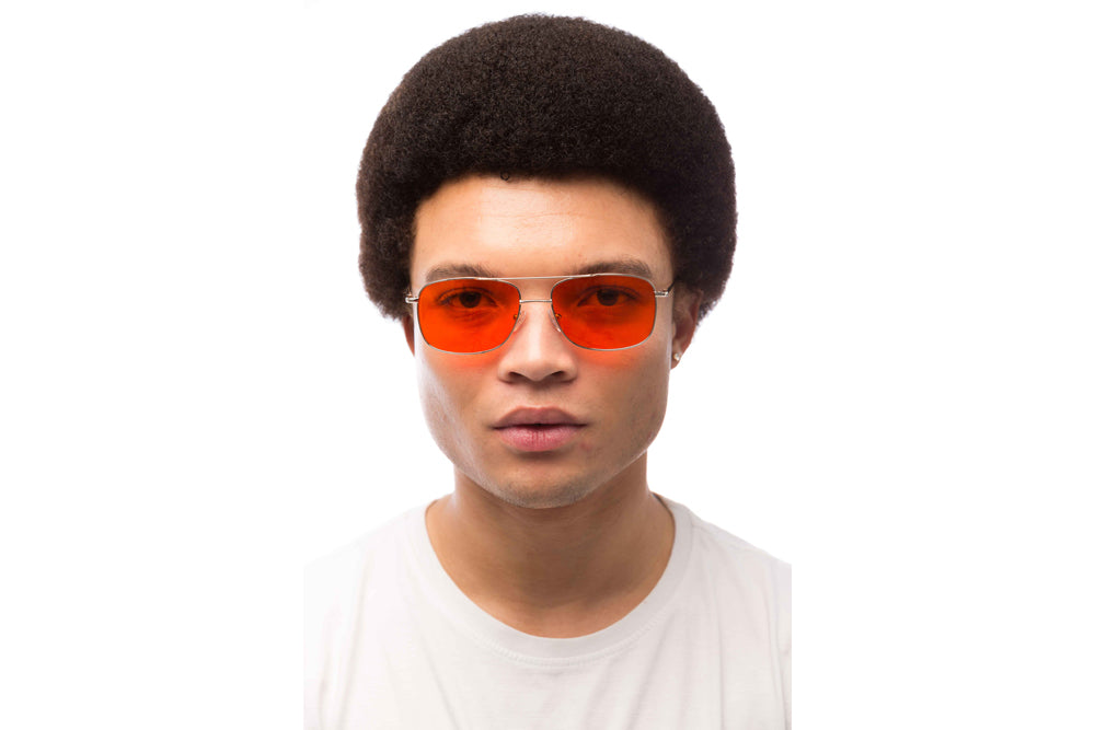 Man Wearing Magnum Blue Light Blocking Glasses