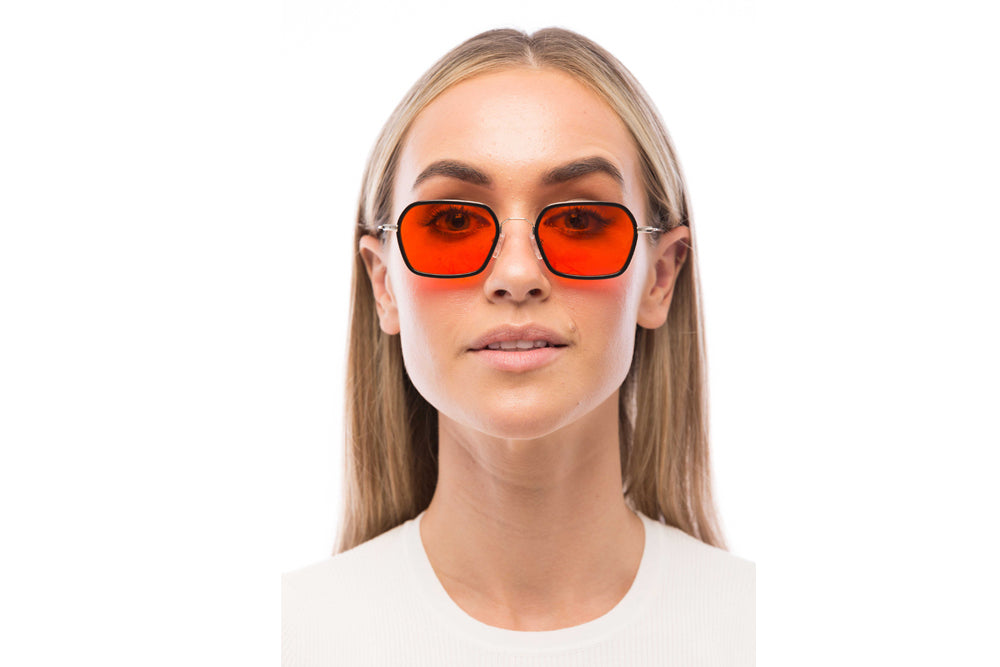 Woman Wearing Mac Blue Light Blocking Glasses
