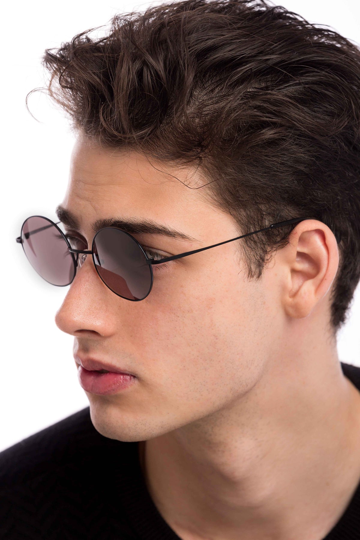 Man Wearing Lennon Sunglasses Prescription (Brown)